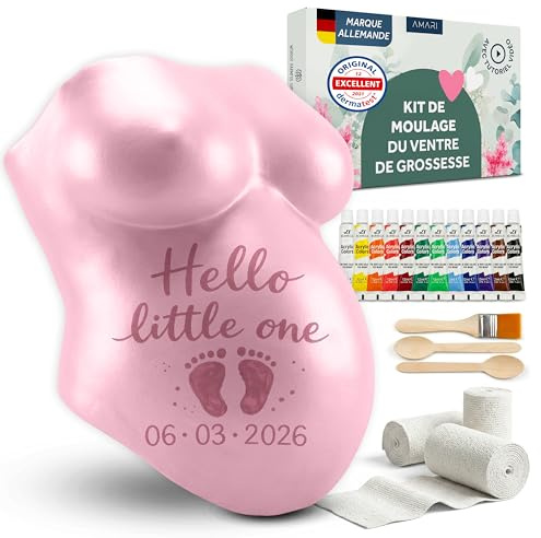 Amari ® Gipsabdruck Babybauch Set - Gipsabdruckset Babybauch - Geschenk werdende Mutter, Gips für den Bauchabdruck -Erinnerungen Schwangerschaft