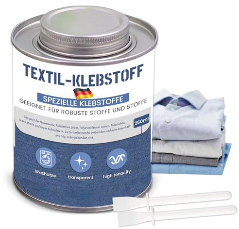 Spezialkleber Textil, 235ml Textilkleber, Klarer Waschbarer Stoffkleber für Baumwolle, Flanell, Denim, Polyester und Weitere Stoffarten, Ideal für Kleidung, Heimtextilien und Reparaturen