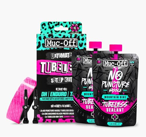 Muc Off Ultimate Tubeless Kit Setup-Kit Für Tubeless-Ready Fahrräder, DH Wide - Enthält Felgenband, Fahrrad Flickzeug, Tubeless Ventile und Reifendichtmittel