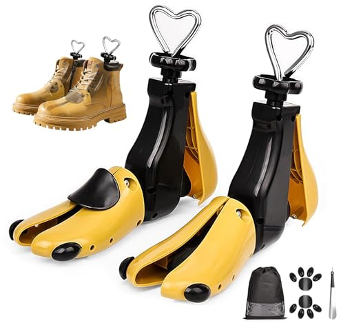 VerTrinix 2 Stück Schuhspanner Damen Herren - 4-Wege Schuhdehner Schuhweiter Einstellbare Breite und Länge für zu Enge Schuhe Schuhe Weiten Geeignet Alle Schuhgrößen (Gelb, 36-41)