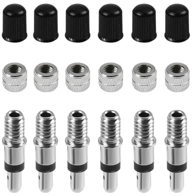 6 Stück Fahrradventil Ersatz Set, Deutscher Fahrradventil Fahrrad Einsatz Fahrradventil Adapter, Ventil Fahrrad Adapter, Teile Fahrradventil, für Standard Normal-Ventil Ersatz Reifenventile