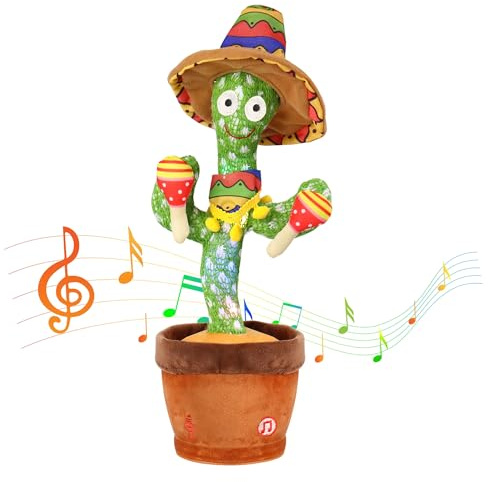 Edencomer Tanzender Sprechender Kaktus, Singender Kaktus Spielzeug nachsprechen, Interaktive Plüschtier für Kinder, Ostern Geschenke für Jungen Mädchen Erwachsene (Drummer)
