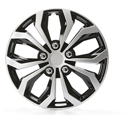 cartrend Daytona Universal Radzierblenden in schwarz/silber, für 16 Zoll Räder, 4 Radkappen aus robustem Kunststoff