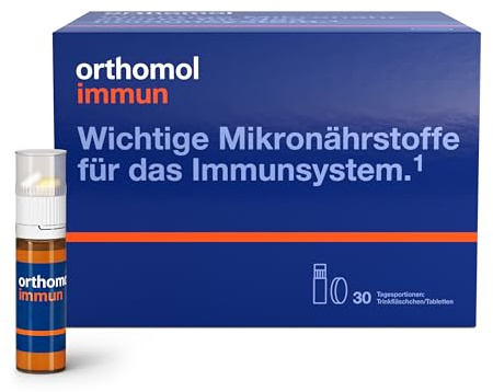 Orthomol Immun Trinkfl/Tabl: 25 wichtige Nährstoffe zur Unterstützung des Immunsystems*, u.a. mit Vitamin C, Vitamin D & Zink als Beitrag zu einer normalen Funktion des Immunsystems, 30 Tagesportionen