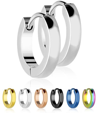 Treuheld® | Schmale Creolen/Ohrringe aus medizinischem Edelstahl | 2,5mm x 12mm | Silber | Klappcreolen für Damen und Herren | Set/Paar