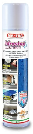 Mafra, Idrostop, Imprägnierspray für Stoffe, öl- und wasserabweisende Wirkung, verhindert ein Eindringen von Flüssigkeiten in Sitze und Cabrioverdecke, Menge 300 ml