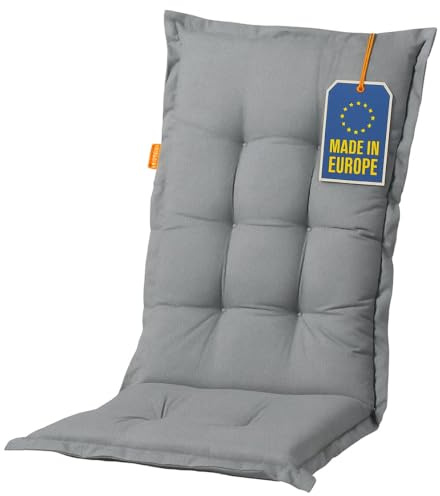 Madison 8 cm Luxus Hochlehner Auflage Grim mit Schaum-/Vliesfüllung, 50% Baumwolle und 50% Polyester, 120 x 50 x 8 cm, Waschbar, Made in Europe