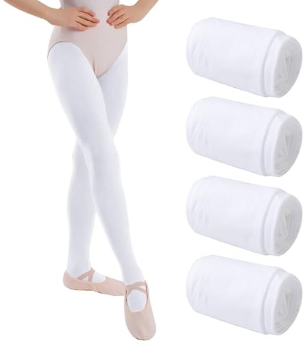 Lancry 4 Paar 40 Denier Strumpfhose Mädchen Samt Kinderstrumpfhosen Elastische Ballettstrumpfhose (DE/NL/SE/PL, Alter, 8 Jahre, 11 Jahre, Regular, Weiß)