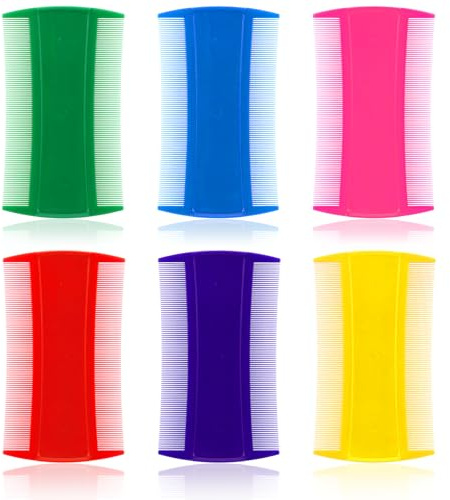 Ymapinc 6 Stück Doppelseitig Nissenkamm, Plastik Läusekamm Flohkamm Hunde Flohkamm für Katzen Läusekamm Kinder Haustierkamm Feinzahniger Kopflauskamm für Entfernung von Flöhen Zeckenissenkamm