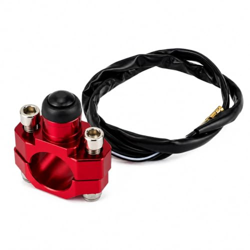 Motorrad Startknopf,für 22mm 7/8 Lenker ATV Dirt Pit Bike Roller Quad-Rot | Motorrad Lenker Schalter,Schalterknopf Killschalter mit Montage Rückplatte