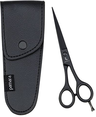 Pamara Haarschere, Friseurschere Profi, Scharfe Haarschneideschere, Haarschere Set mit Etui, Frisur Scheren für Pony, Spitzen, Bart, Profi Schere zum Haare Schneiden für Damen, Herren & Kinder