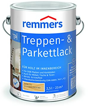 Remmers Treppen- & Parkettlack farblos seidenglänzend, 2,5 Liter, Holz Versiegelung für innen, Versiegelungslack zum Streichen, abrieb- & kratzfest