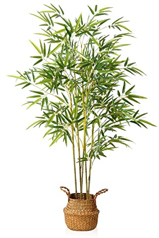 Kazeila Kunstpflanze Bambus Groß 140cm Kunstbaum Künstliche Pflanzen im Topf für Dekoratives Wohnzimmer Wohnung Balkon Büro(1Pack)