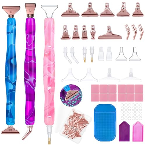 Senhai 45 Stück Diamond Painting Stift aus Edelstahl und Kunststoff, Stahlspitzen, Diamond Painting Zubehör, Werkzeuge für DIY-Malerei, Handwerk