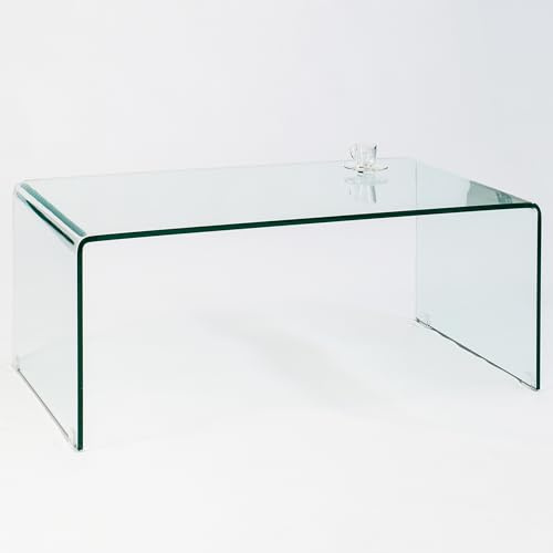 Couchtisch FANTOME 110cm - grün transparent - Sicherheitsglas Beistelltisch | Montiert, hochwertig, angenehme Haptik, Bodenschoner, belastbar, ca. 50 kg, abgerundeten Ecken