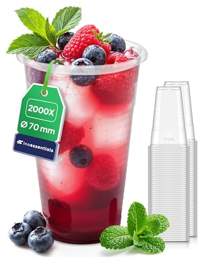 Inoverse Plastikbecher 0,2 l, 2000 Stück, Trinkbecher, Partybecher | Transparent, Wasserbecher, Ausschankbecher, Kunststoffbecher, Plastik Becher für Partys, Feiern und Veranstaltungen