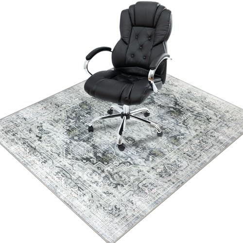 Homcomodar Bodenschutzmatte 120x150cm Stuhlmatten für Hartholzboden Boho Schreibtisch Stuhl Matte für Hartboden rutschfeste Schreibtisch Teppich für Bürostuhl(Grau)