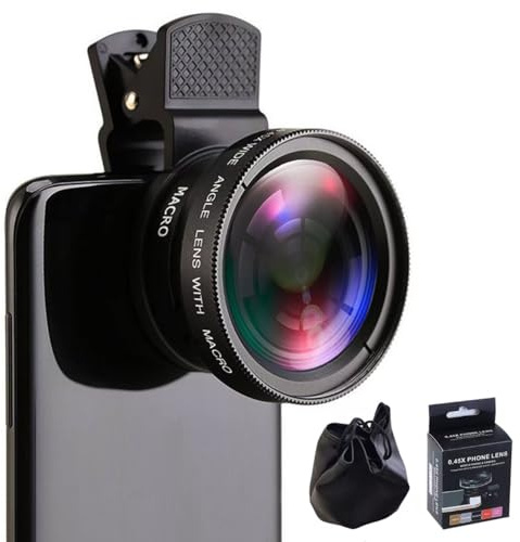 Biglumin 2-in-1 Universal Handy Kamera objektiv,12,5-Fach Makro Objektiv Handy für iPhone,0,45-faches Weitwinkelobjektiv,makro objektiv für die meisten Smartphones