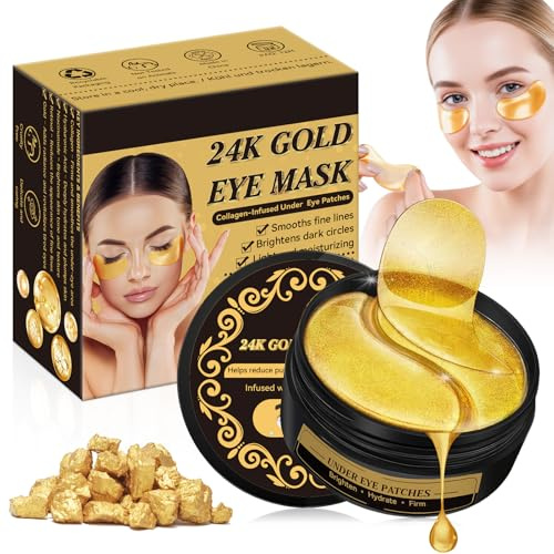 60 Stück Goldene Hydrogel Augenpads gegen Augenringe, eye patches für Unter den Augen, Kühlende Eye Pads für einen Glatteren Look, Augenmaske für Tränensäcke, Einfache Anwendung.