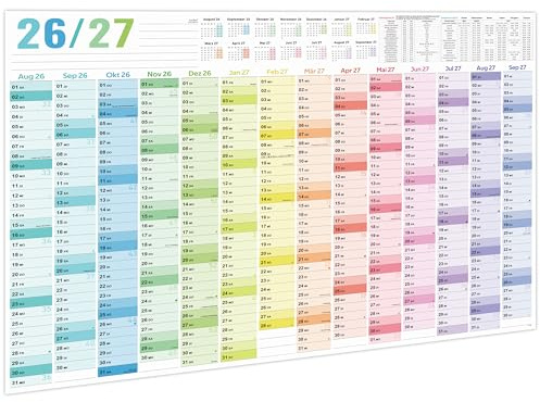 Wandkalender 2026 2027, Kalender 2026 2027 Wandkalender XXL (97 x 70 cm) in Poster Größe, Jahresplaner Querformat, Gefaltet - Wandplaner 2026 2027, Jahreskalender, Plakatkalender. 1 Stück
