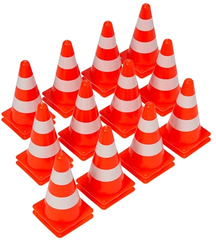Bramble 24er-Set Pylonen 23 cm Orange-Weiß - Großpackung Sportkegel Verkehrshütchen Markierungskegel - Auch als Spielkegel für Kinder