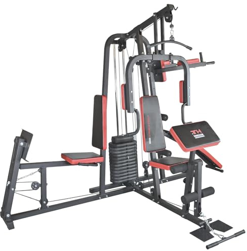 TrainHard® Kraftstation Multistation Fitnessstation Home Gym inkl. Beinpresse + Dipstation, Beinhebe & Sit-Up Bank