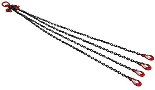 4T Kettengehänge Anschlagkette Krangehänge Hebekettenschlinge Einstellbar 4 Strang Krankette für Minen, Häfen, Gebäude, 2m, Ø 6 mm