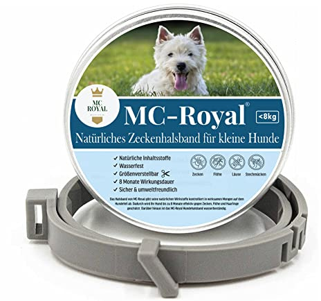 MC-Royal® Zeckenhalsband für kleine Hunde und Katzen - Effektiver Schutz vor Ungeziefern - wasserdicht und verstellbar - bis zu 8 Monate Zeckenschutz mit 100% natürlichen inhaltsstoffen
