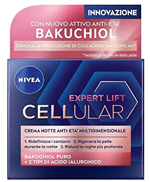 NIVEA Cellular Expert Lift Multi-Effekt Anti-Age Nachtpflege, feuchtigkeitsspendende Nachtcreme für eine jünger aussehende Haut, Anti-Age Gesichtscreme mit Hyaluronsäure (50 ml)