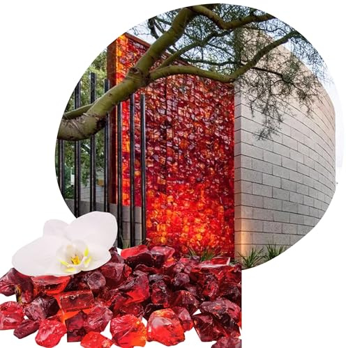 V-PREMIUM SOLUTION Glassteine Rot 2kg (3-5 cm) – Dekosteine Garten & Aquarium Deko Steine – Hochwertige Glasbrocken für Gabionen, Vasen & Blumentöpfe – Recyceltes Glas & Wetterfest (Rot, 2kg)