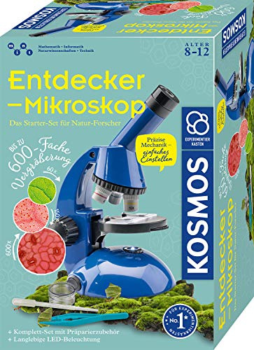 KOSMOS 636050 Entdecker-Mikroskop – Experimentierkasten für Kinder ab 8 Jahren, Schüler-Mikroskop zum Forschen und Entdecken, Kinder