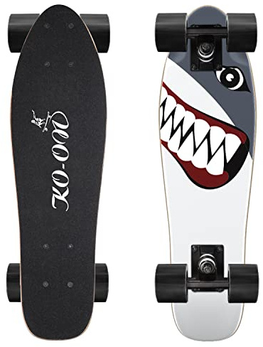 Skateboard-Komplett-Skateboards, 55,9 cm, Mini-Cruiser-Skateboards für Anfänger, Kinder, Jungen und Mädchen (Hai)