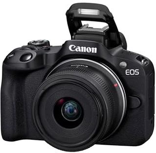 Canon EOS R50 Systemkamera + RF-S 18-45mm is STM Objektiv - Spiegellose Kamera (Digitalkamera mit Autofokus + Motiverkennung für Personen Augen Tiere Fahrzeuge, 4k Video, 15 Bilder pro Sek.) schwarz