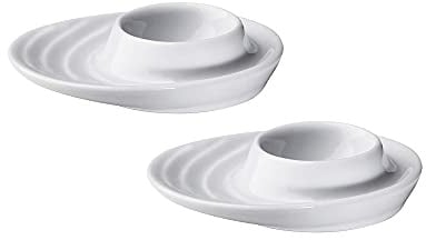 Küchenprofi Burgund - Eierbecher oval 2er-Set, Porzellan Set, Eierhalter mit Ablage, Eierbecher Weiß, Eier Schüsseln, Eier Teller, Auch für Snacks und Desserts, 10 × 9 cm