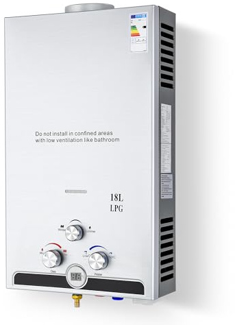 CO-Z 18L Gas Durchlauferhitzer LPG Warmwasserbereiter Durchlauferhitzer Warmwasserspeicher Heißwasserbereiter Boiler Tankless Instant Boiler (18L)