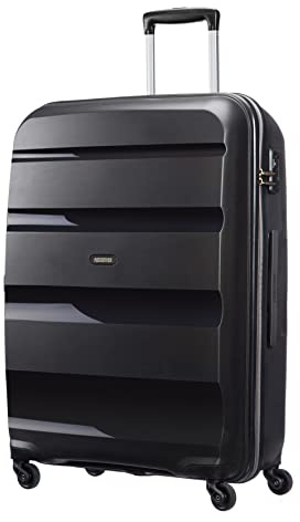 American Tourister Bon Air Spinner Check-in-Koffer, 75 cm | Schwarz, Hartschalenkoffer, 75H x 54W x 29D cm, 91 L, 4.2 kg, mit TSA-Schloss, Kreuz-Packgurten und Polypropylen-Schale