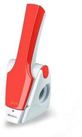 Ariete Gratì 2.0 447, Kabellose Elektrische Käsereibe, Inklusive Edelstahlwalze, 1 kg Käse mit Einer Akku-Aufladung, Reibe für Verschiedene Zutaten, 1500mAh, Weiß/Orange