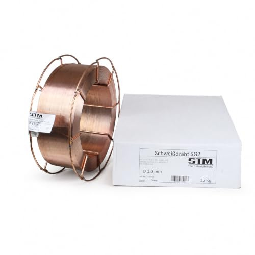 STM Schweißdraht SG2 G3Si1 Ø 1,0 mm, 15 kg K300-Spule, MIG MAG | Verkupferter Massivdraht für Schutzgasschweißgeräte – normkonform nach EN ISO 14341-A und AWS A5.18 / ASME SFA5.18 ER70S-6