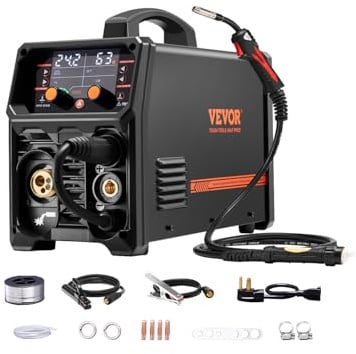 VEVOR Pro MIG-Schweißgerät, 250 Ampere Pluse MIG-Schweißer, 5-in-1 Synergie-Welder Gasloses MIG, Gas-MIG, MMA, Lift-TIG, MIG Pluse mit IGBT-Wechselrichtertechnologie und LCD-Bildschirmanzeige