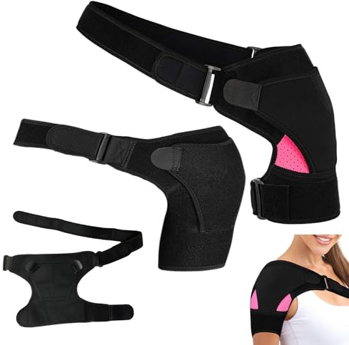 2 PcsSchulterbandage für Frauen & Männer, Verstellbare Schulterbandage, Oberarm Bandage, Atmungsaktive Neopren-Stütze, Schulterstütze für Rechts und Links, Shoulder Brace für Stabilität und Entlastung