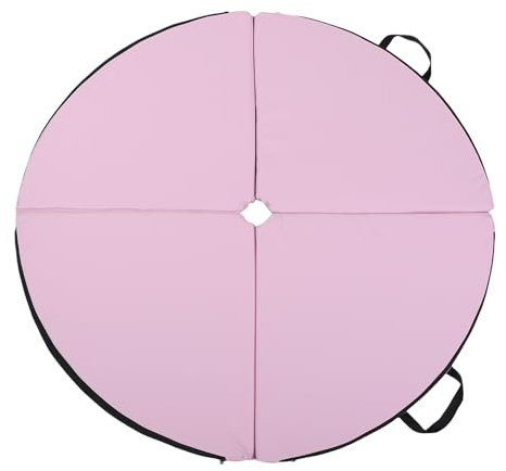 Asixxsix Pole Dance Crash-Matte, 47,24 Zoll PU EPE rundes, faltbares Fallschutzkissen für das Heim-Fitnessstudio, für Pole-Training, Gymnastik, Yoga und Fitness (rosa)