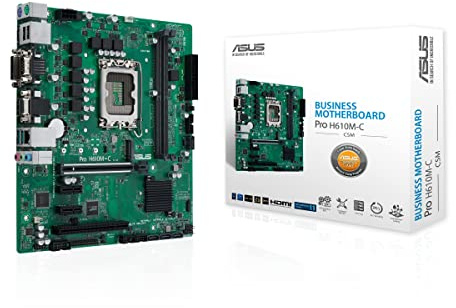 ASUS PRO H610M-C-CSM Mainboard (Intel H610, Sockel 1700, mATX, DDR5, PCIe 5.0, USB 3.2 Gen 2, Gigabit LAN)