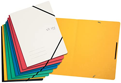 VON 10er Pack Eckspanner A4, Karton, Für 150 Blatt, Von Leitz, Mappe mit Gummizug, Mit modernem VON-Aufdruck, Für Schule & Zuhause, Mehrfarbig, 30112099