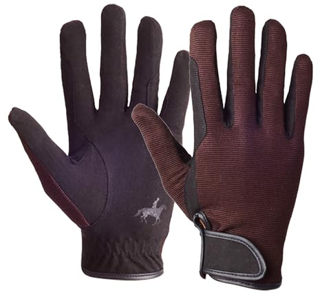 WDEC Reithandschuhe, Unisex Erwachsene, Reithandschuhe Atmungsaktiv, Touchscreen Handschuhe, für Radfahren, Reiten und Outdoor Aktivitäten, Professional (braun, M)