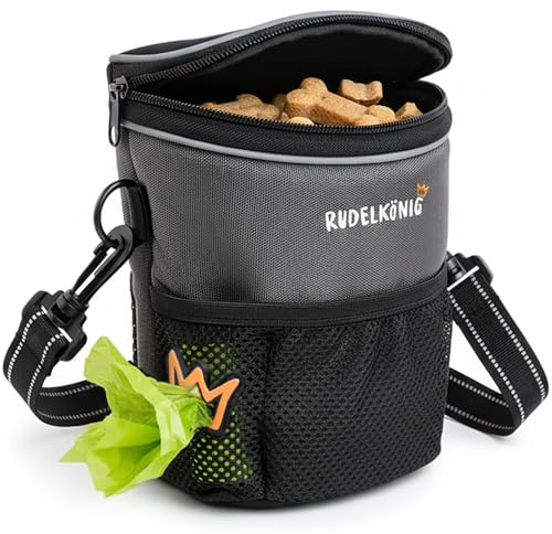 Rudelkönig Leckerlitasche für Hunde - Praktische Gassi Tasche Hund für das Hundetraining - Futterbeutel Hund mit Kotbeutelspender zum Umhängen