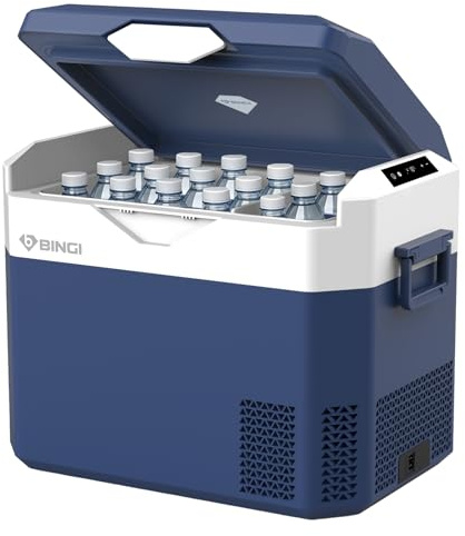 BINGI Kompressor Kühlbox 30 Liter Tragbarer Auto-Kühlschrank 12/24V DC und 230V AC Mini Gefrierschrank für Auto, LKW, Camping, Wohnmobil und Zuhause (15℃ bis -18℃)