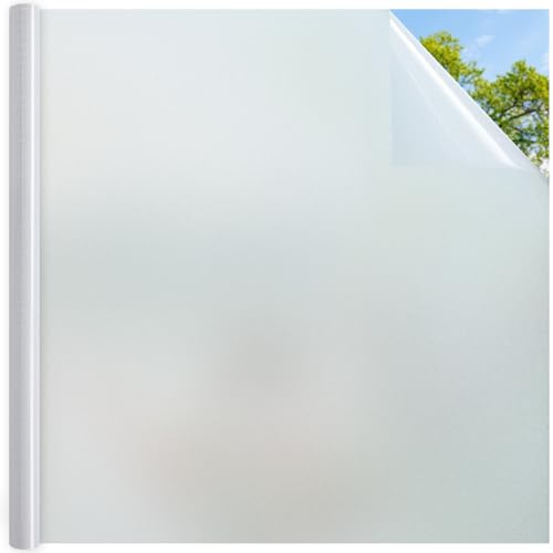 DOWELL Fensterfolie Blickdicht Sichtschutzfolie Fenster 44,5x200cm, Milchglasfolie Selbstklebend Statisch Haftend Folie, Sichtschutz Klebefolie Blickschutz UV Schutzfolie Glasfolie für Bad Badezimmer