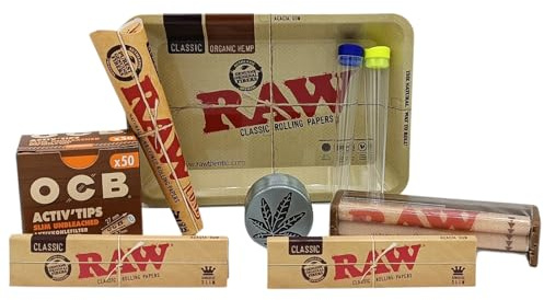 raupir Set RAW King Size Cones OCB Filter Grinder RAW Papers Tablett Drehmaschine Joint Tube Hüllen