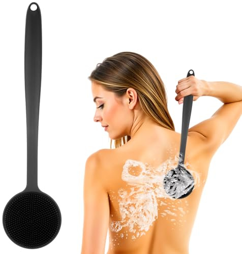 Dimeho Rückenschrubber aus Silikon für Dusche, Bade- und Körperbürste Peeling-Duschbürste Rückenschrubber mit langem Griff für Männer langlebiges Bade- und Duschzubehör