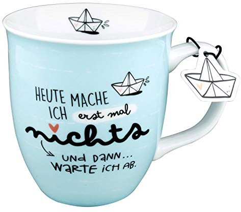 H:) PPY life Tasse mit Motiv "Erst mal nichts" | Kaffeetasse, Porzellan, 40 cl | Tasse mit Spruch, Geschenk | 46259